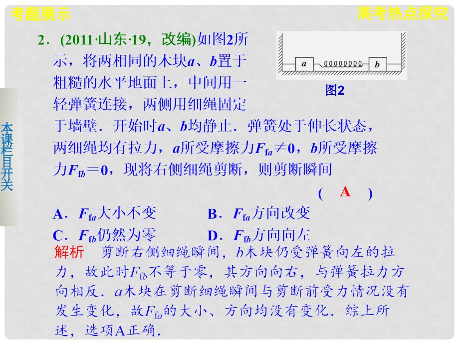 高考物理大一轮复习 第二章 高考热点探究课件_第3页