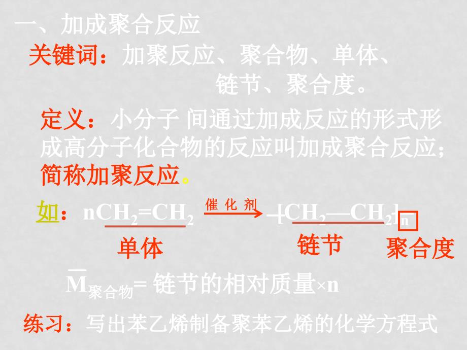 高三化学有机化学基础5.1　合成高分子化合物的基本方法 1人教版_第4页