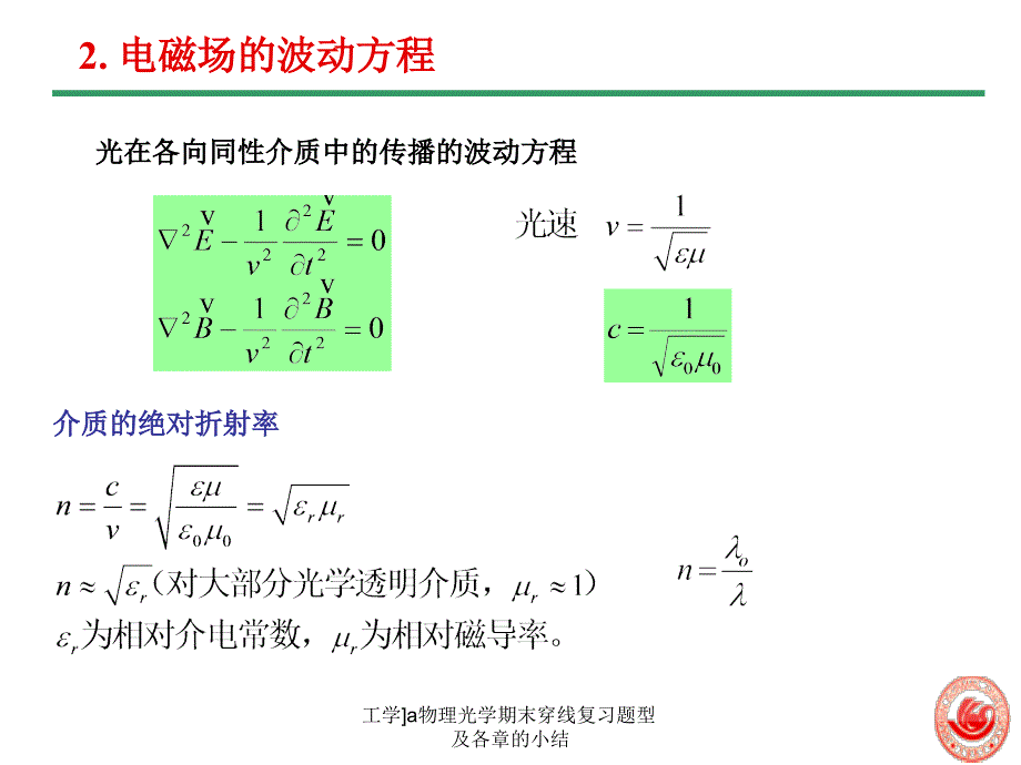 工学a物理光学期末穿线复习题型及各章的小结课件_第4页