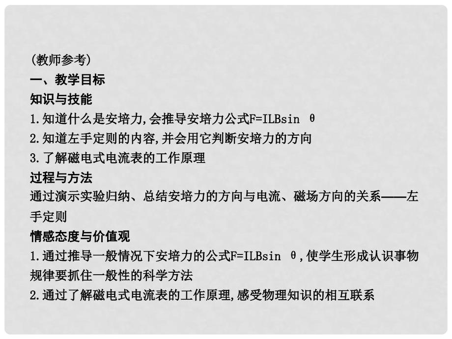 高中物理 第3章 磁场 第4节 通电导线在磁场中受到的力课件 新人教版选修31_第2页