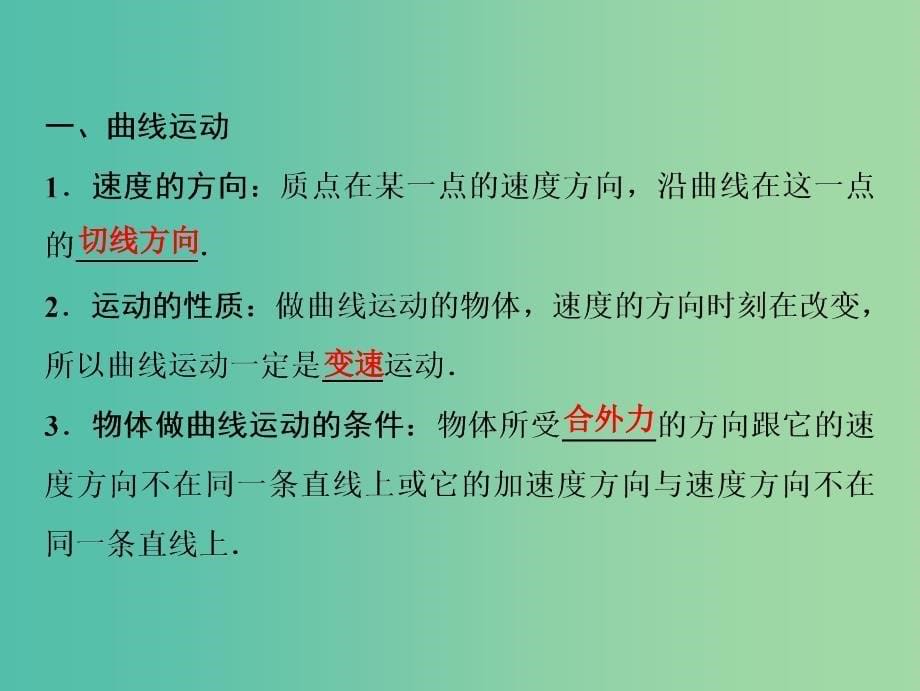 2019届高考物理一轮复习 第四章 曲线运动 万有引力与航天 第1讲 曲线运动 运动的合成与分解课件 新人教版.ppt_第5页