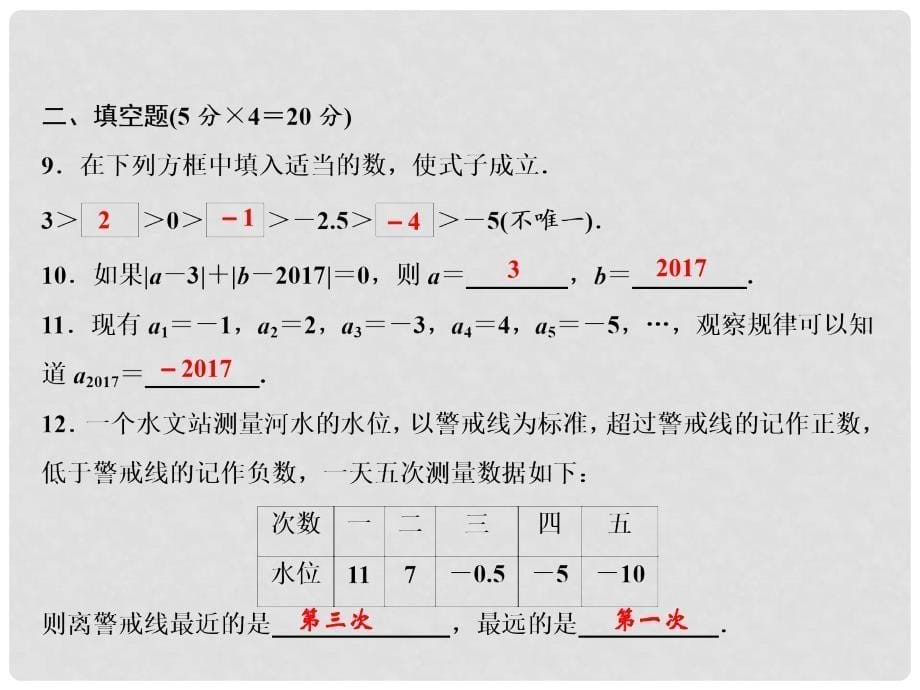 七年级数学上册 双休自测一（2.12.3）课件 （新版）华东师大版_第5页