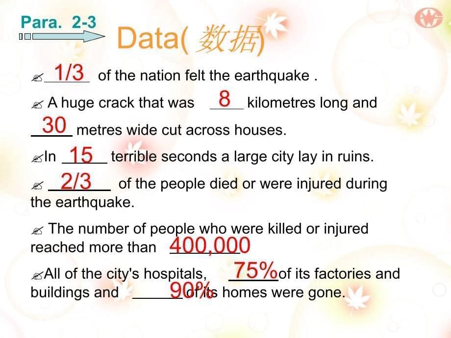 人教版高中英语必修1Unit4EarthquakesReading课件共18张_第5页