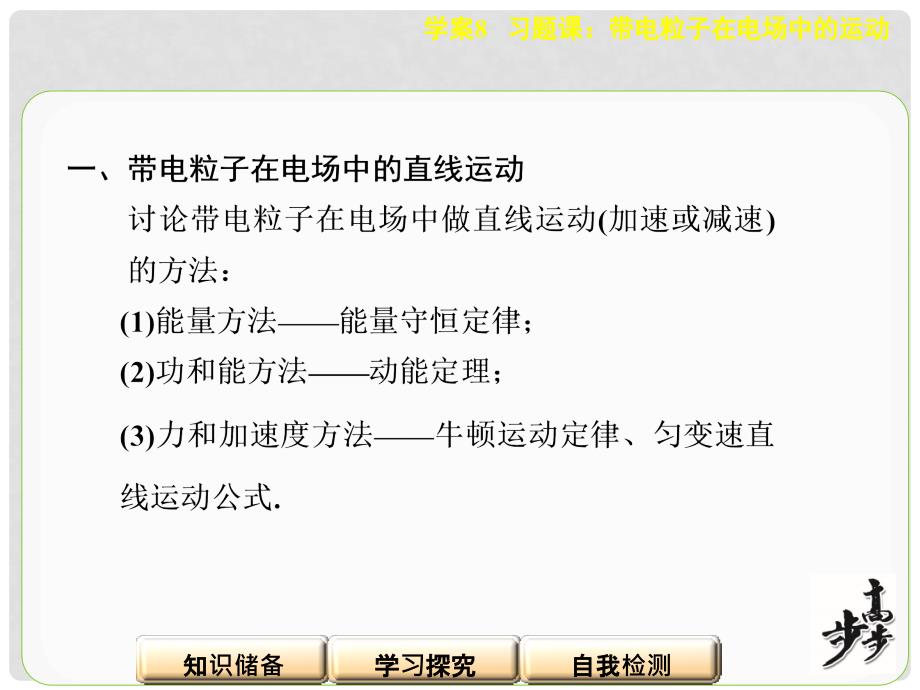 高中物理 第2章 习题课：带电粒子在电场中的运动课件 沪科版选修31_第3页