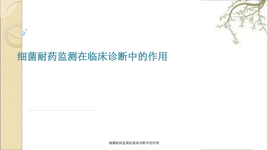 细菌耐药监测在临床诊断中的作用_第1页