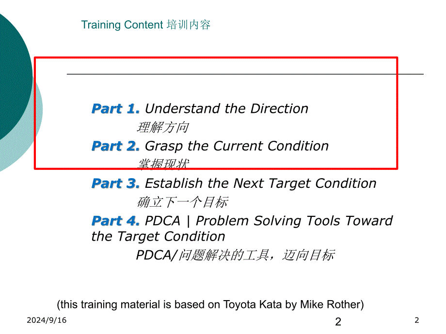 丰田套路ToyotaKATA中英文详解课堂PPT_第2页