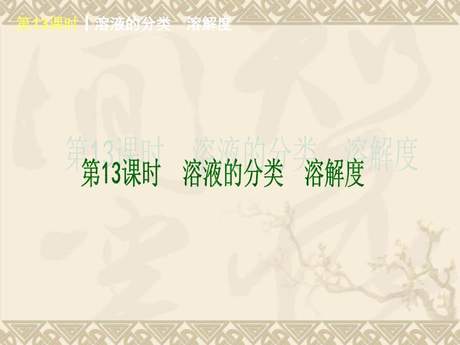 广东中考化学一轮基础突破第13课时溶液的分类溶解度_第1页