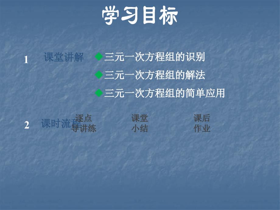 安徽专版七年级数学沪科版上册第三章课件一次方程与方程组3.5三元一次方程组及其解法_第2页