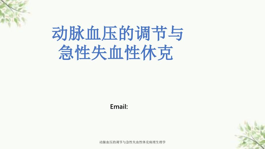 动脉血压的调节与急性失血性休克病理生理学课件_第1页