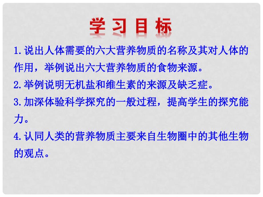 山东省东营市河口区实验学校七年级生物下册 第三单元 1.1 食物的营养成分课件 济南版_第4页