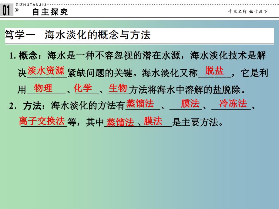 高中化学专题一多样化的水处理技术1.3海水淡化课件苏教版.ppt_第3页