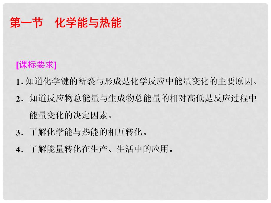 高中化学 第二章 化学反应与能量 第一节 化学能与热能课件1 新人教版必修2_第1页