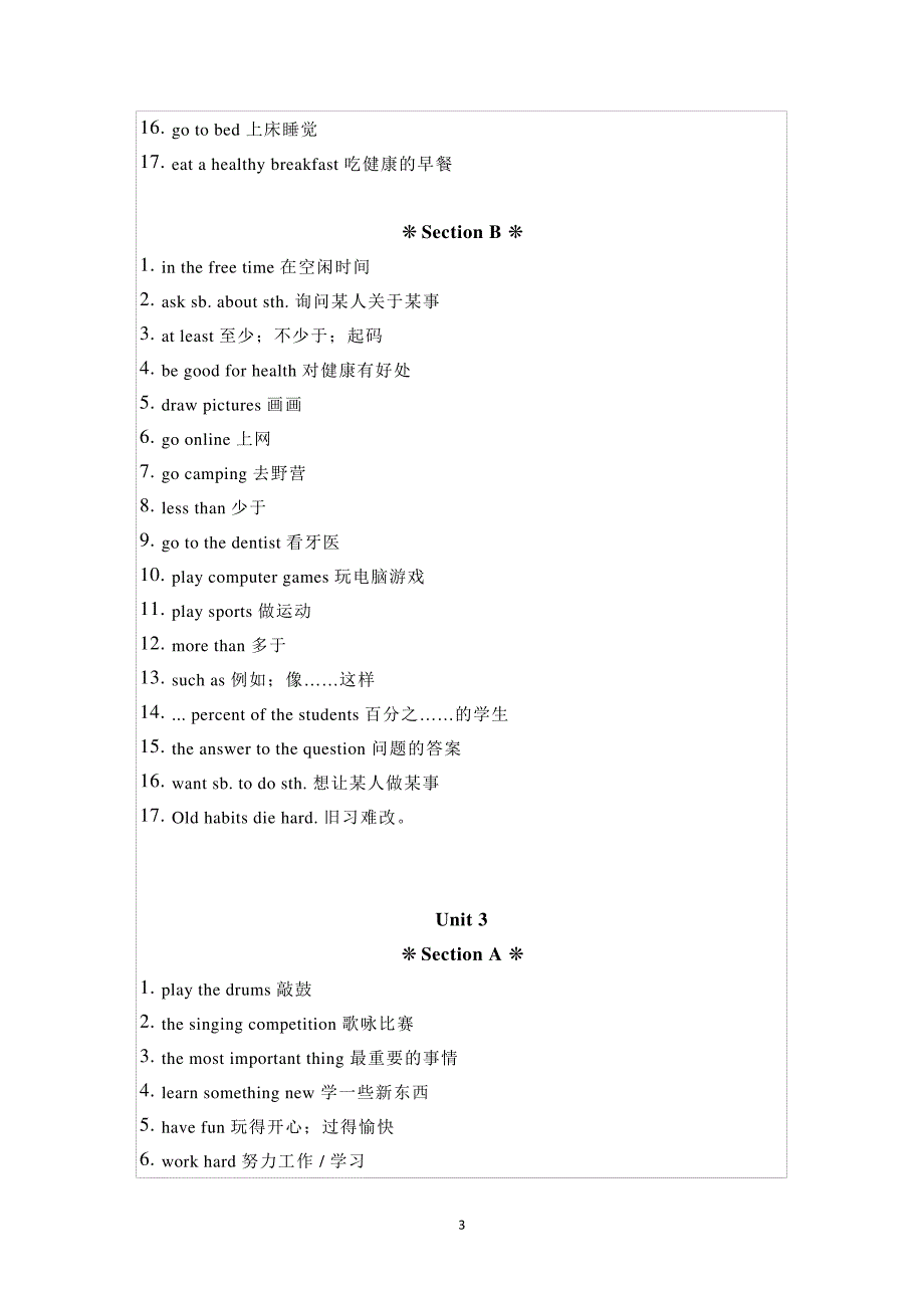 人教版英语八年级上册重点短语和总结_第3页