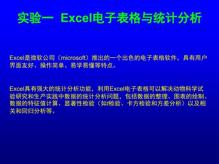 最新实验一Excel电子表格与统计分析PPT课件_第2页