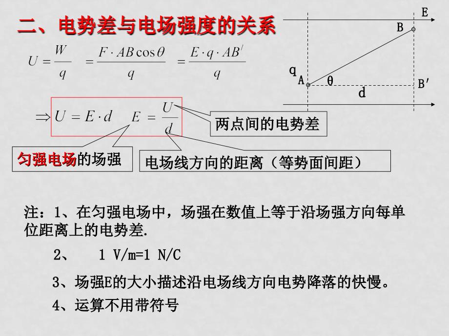 高中物理：1.6《电势差与电场强度的关系》课件（新人教版选修31）_第3页