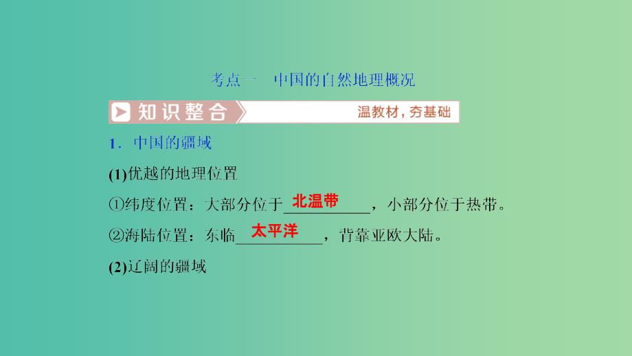 2019届高考地理一轮复习第19章中国地理第五十讲中国地理概况课件新人教版.ppt_第4页