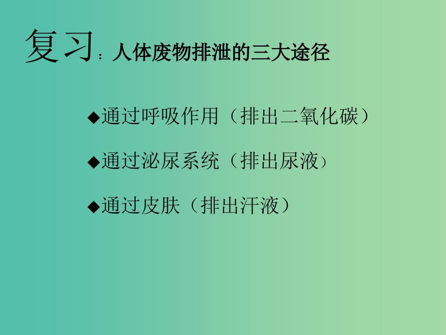 七年级生物下册 第五章《人体内废物的排出》汗液的形成和排出课件 （新版）新人教版.ppt_第3页