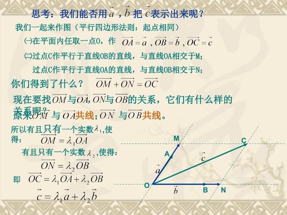 【数学】2.3.2平面向量基本定理课件(北师大版必修4)_第5页