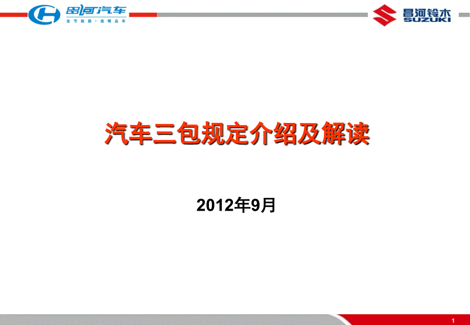 国家新汽车三包规定解读昌河汽车ppt课件_第1页