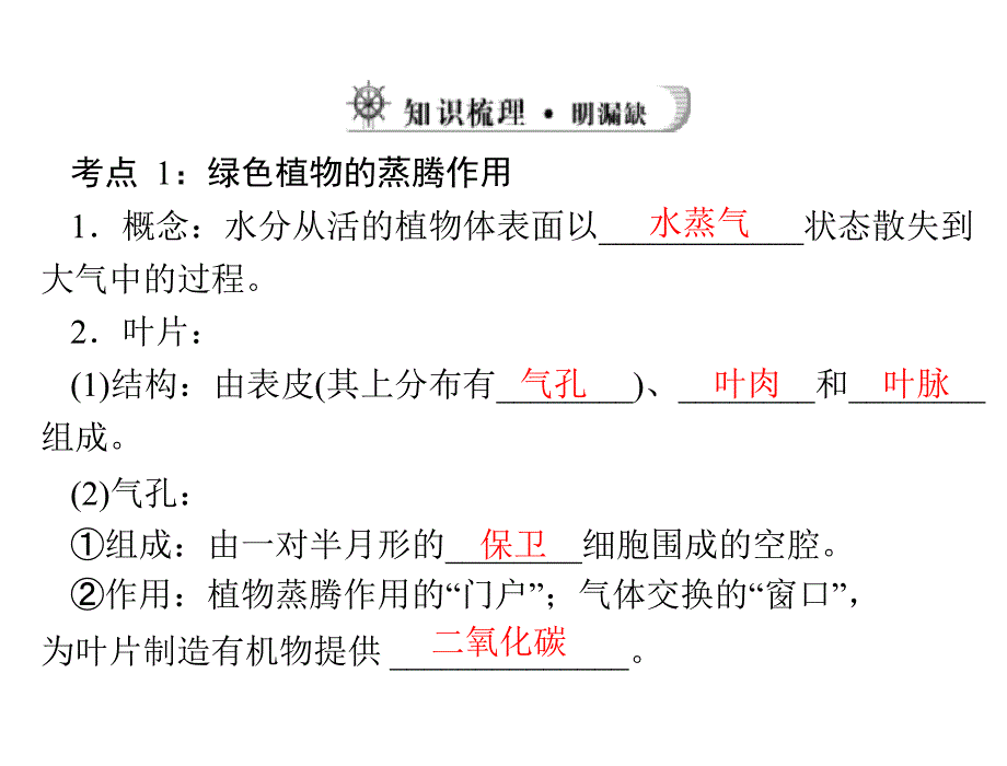 《中考风向标》2013年中考生物复习课件：绿色植物的作用_第4页