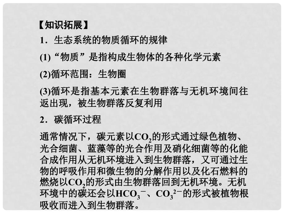 高考生物第一轮复习知识拓展 5.60生态系统的物质循环课件 浙科版必修3_第4页