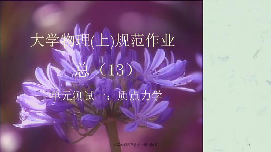 大学物理规范作业上册13解答课件_第1页