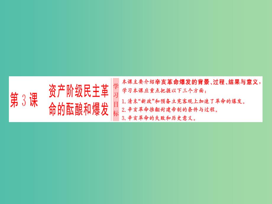 高中历史第6单元近代中国的民主思想与反对专制的斗争第3课资产阶级民主革命的酝酿和爆发课件新人教版.ppt_第1页