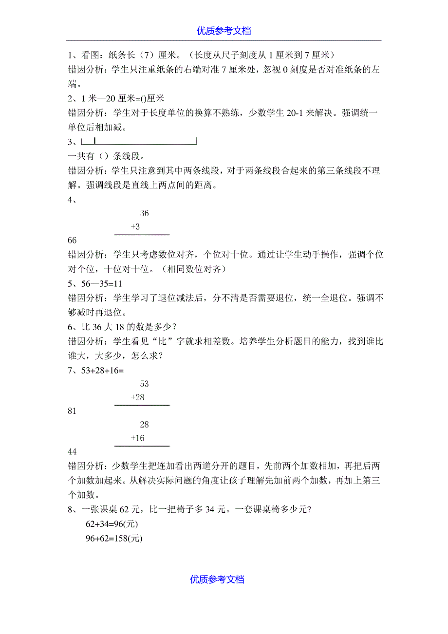 【参考借鉴】新课标人教版二年级数学上册错题集及分析.doc_第1页