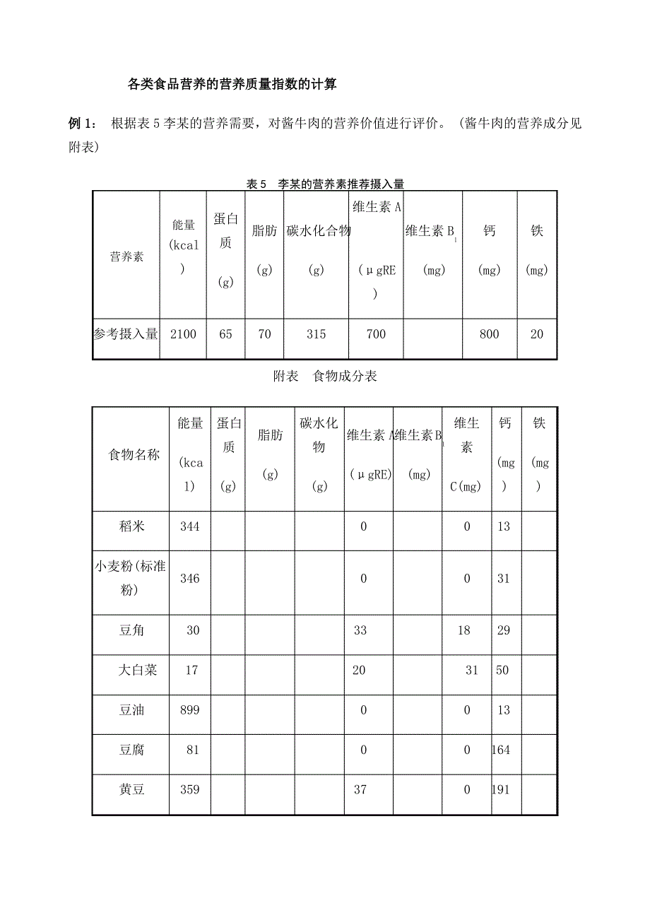 各类食品营养的营养质量指数的计算1_第1页