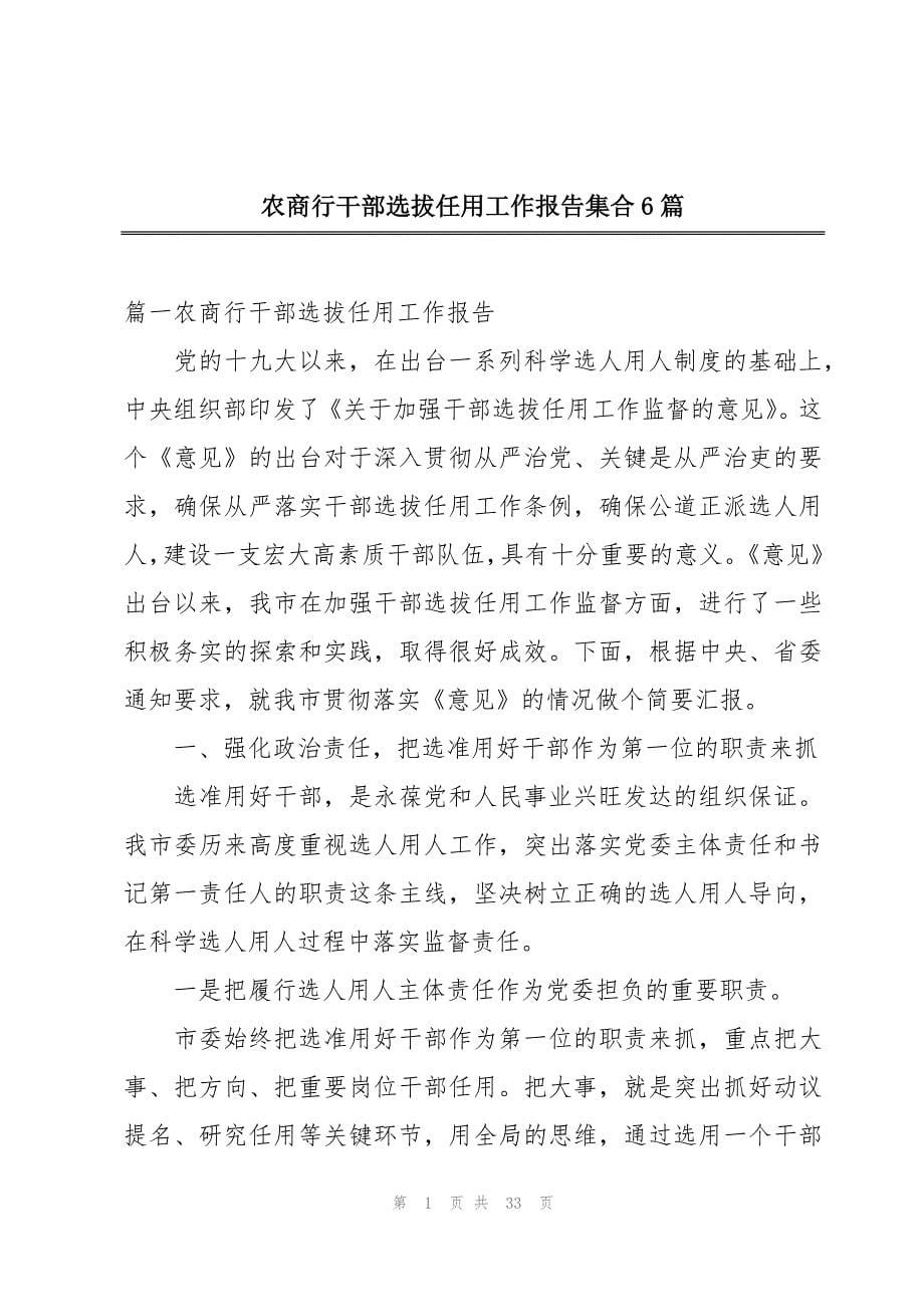 农商行干部选拔任用工作报告集合6篇_第1页
