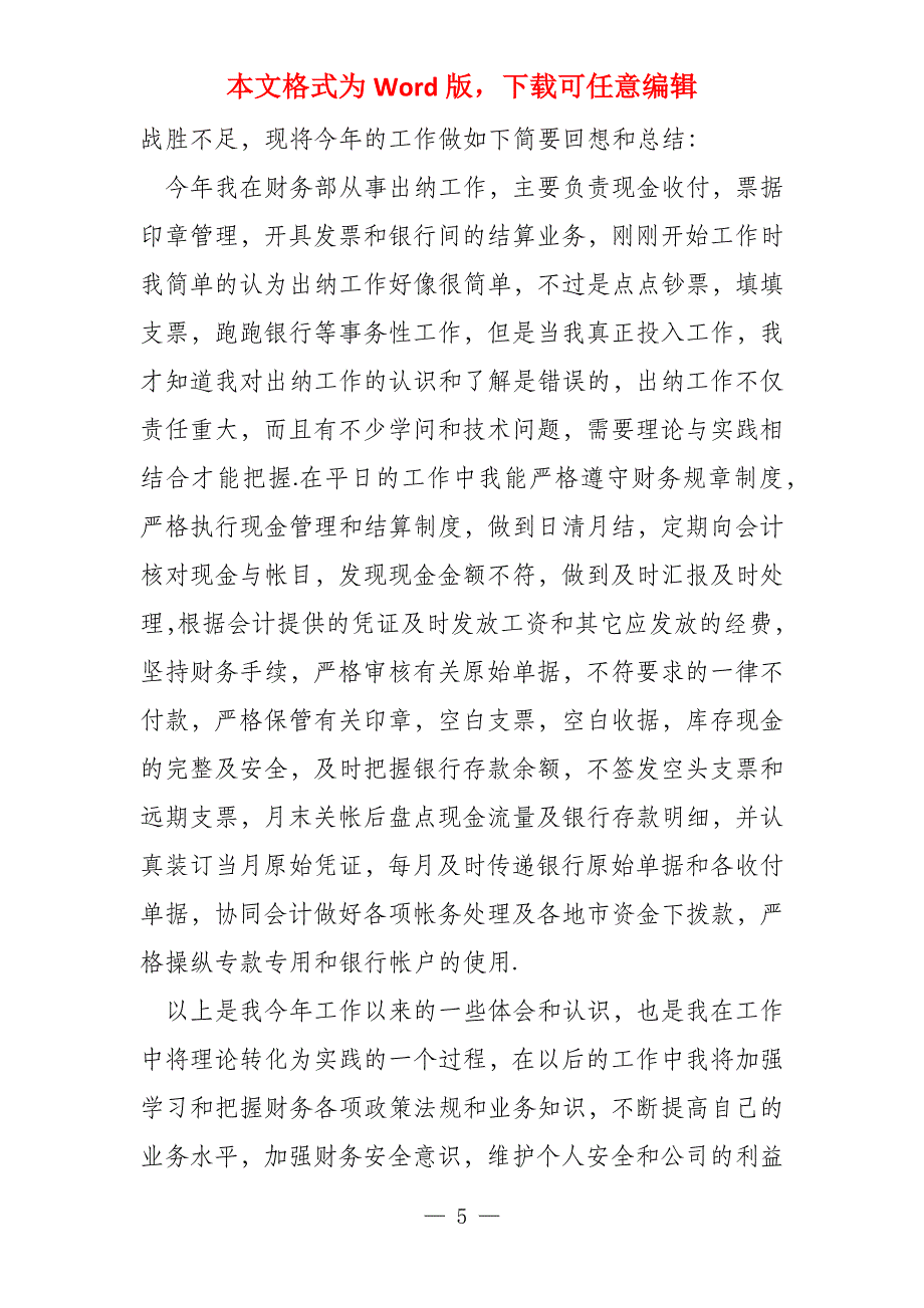 2022年财务出纳年终总结范本_第5页