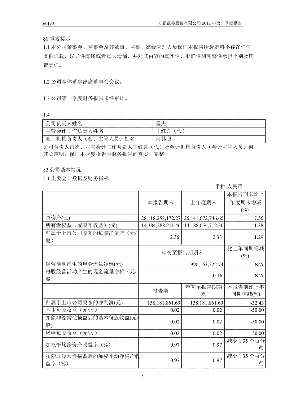 601901 方正证券第一季度季报_第3页