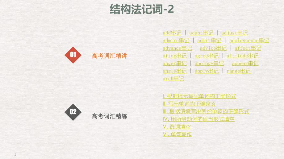 高考英语大一轮复习 结构法记词2课件_第1页