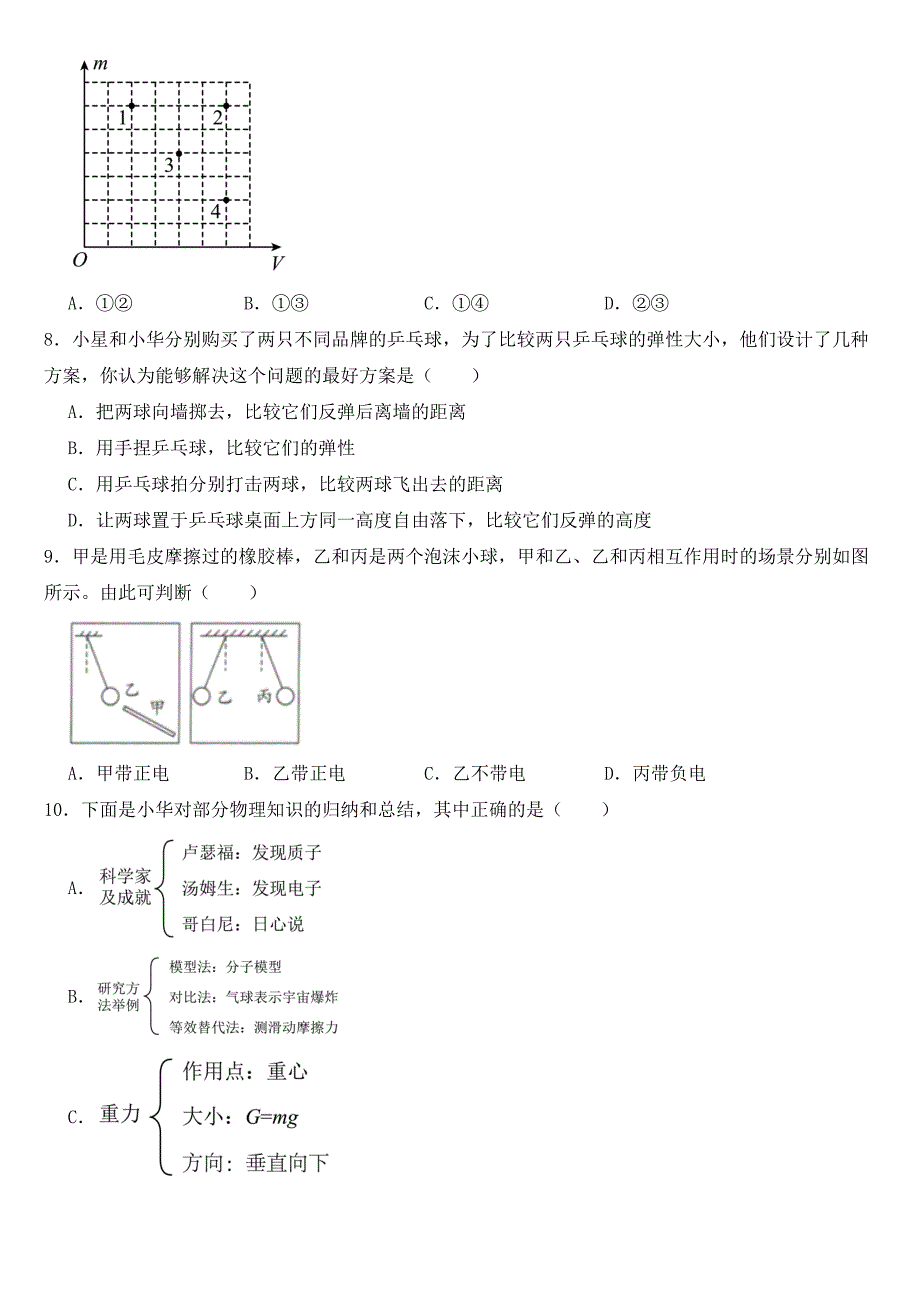 江苏省扬州市江都区2023年八年级下学期物理期中试卷【含答案】_第2页