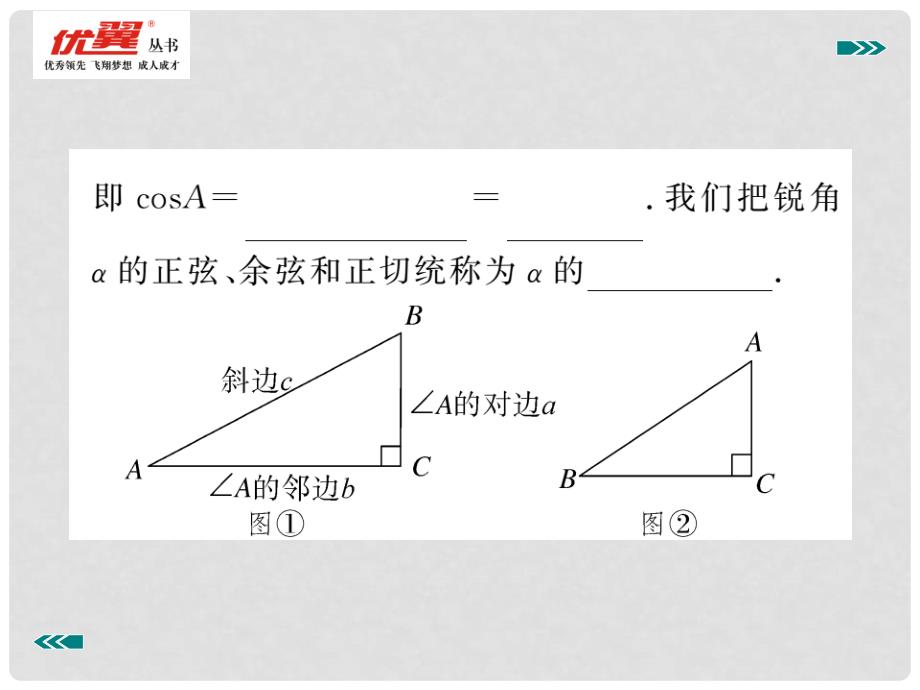 九年级数学上册 26.1 第2课时 正弦与余弦习题课件 （新版）冀教版_第3页