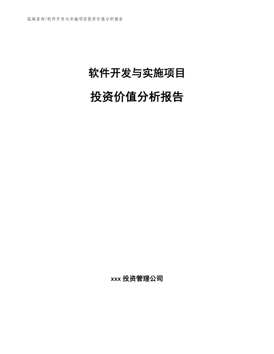 软件开发与实施项目投资价值分析报告_第1页