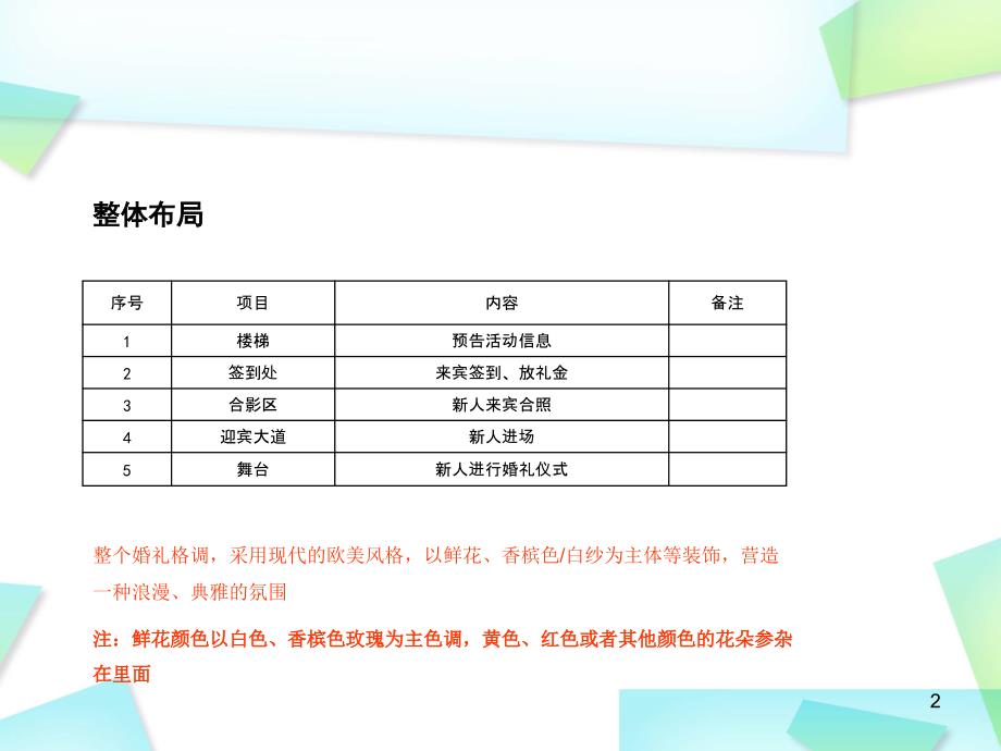 婚礼布置方案PPT_第2页