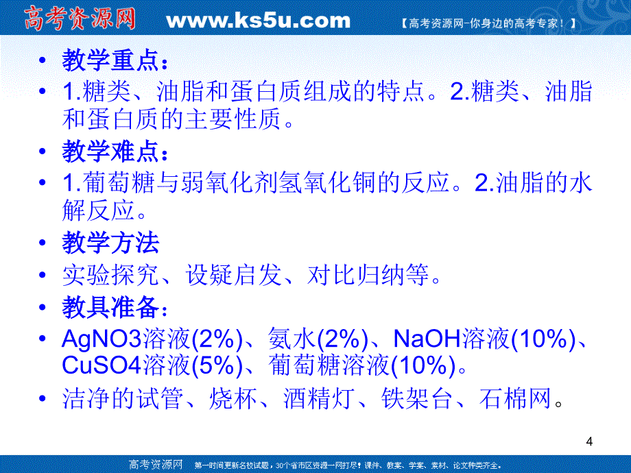 化学3.4.1糖类油脂蛋白质的性质课件新人教版必修2_第4页