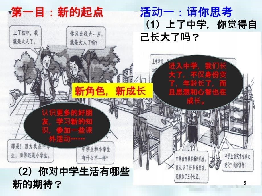 七年级道德与法治上册第一单元成长的节拍第一课中学时代第一框中学序曲优质课件新人教版_第5页