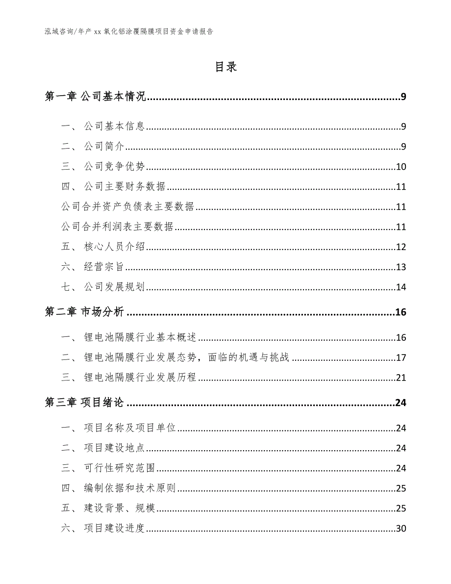 年产xx氧化铝涂覆隔膜项目资金申请报告模板_第3页