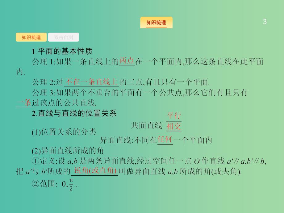 高考数学一轮复习 8.3 空间点、直线、平面之间的位置关系.ppt_第3页