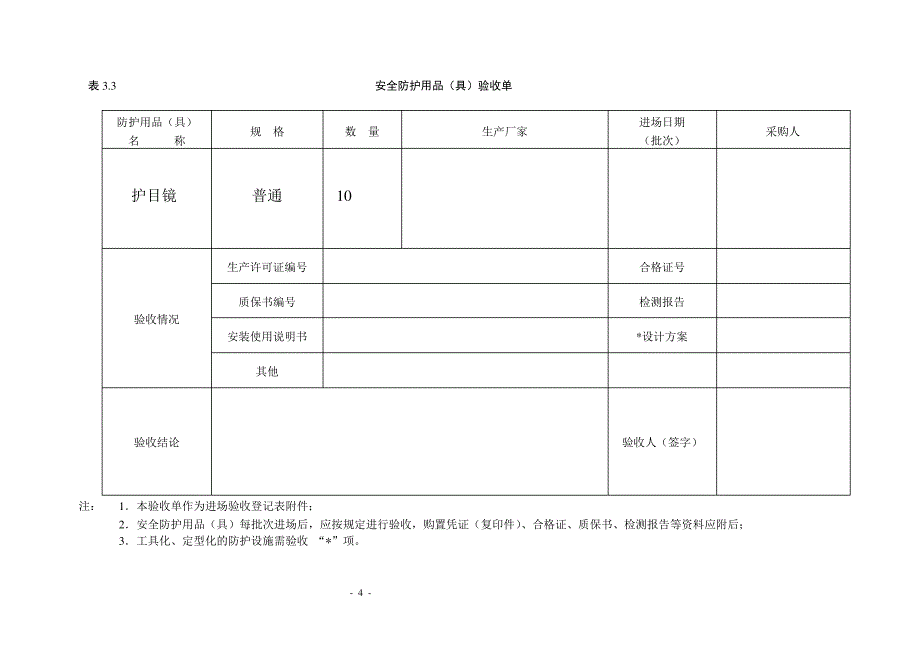 安全防护用品(具)验收单_第4页