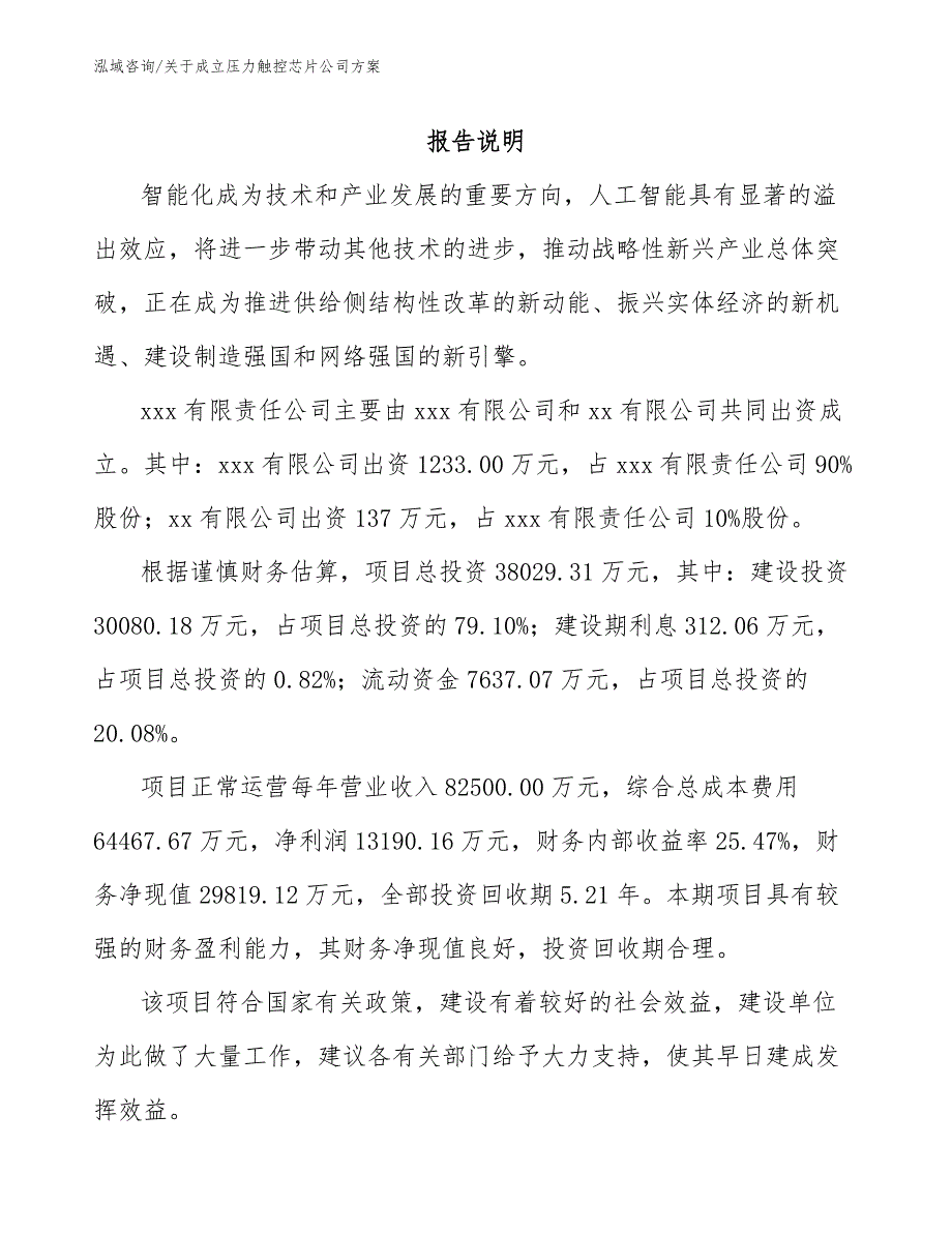 关于成立压力触控芯片公司方案_参考范文_第2页