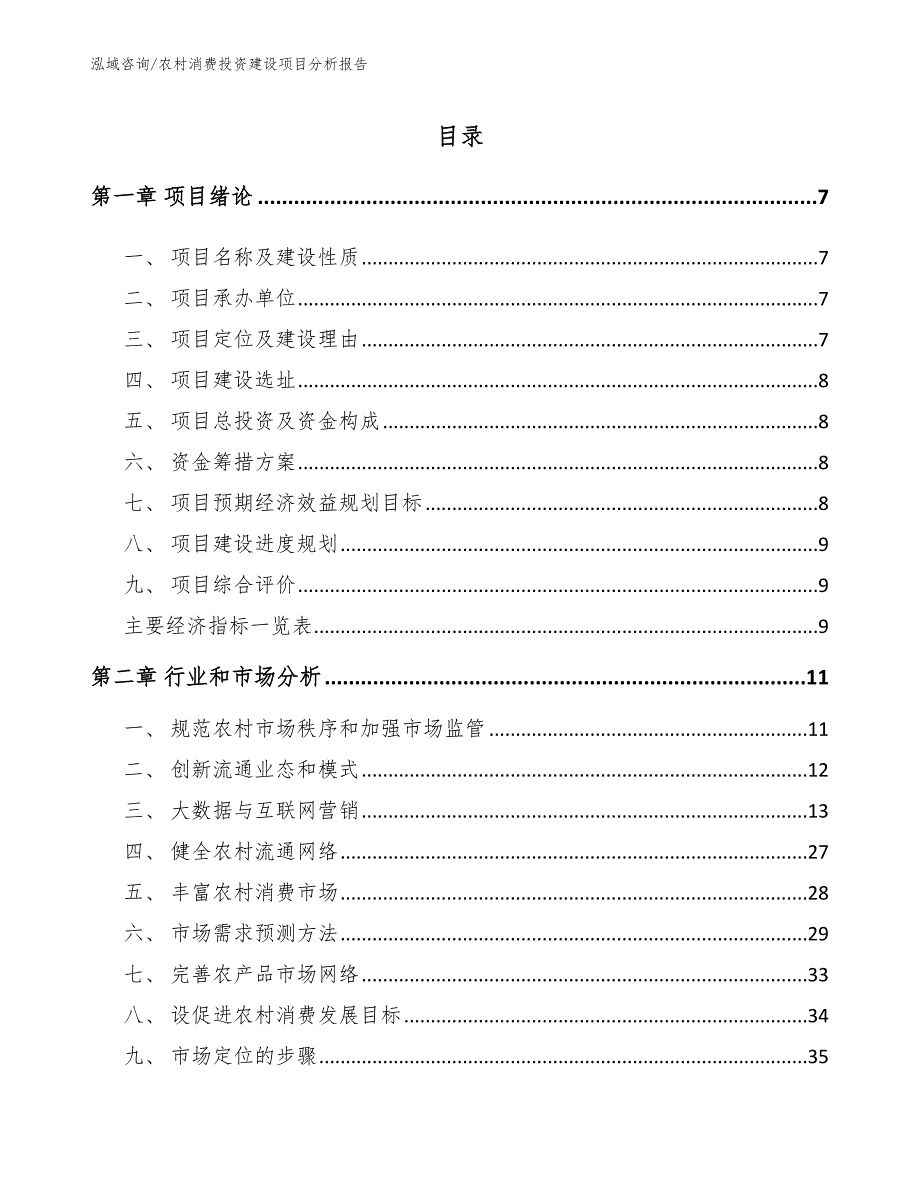 农村消费投资建设项目分析报告【模板范本】_第3页