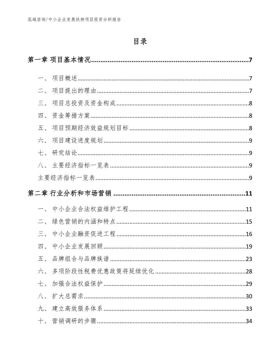 中小企业发展扶持项目投资分析报告_第1页