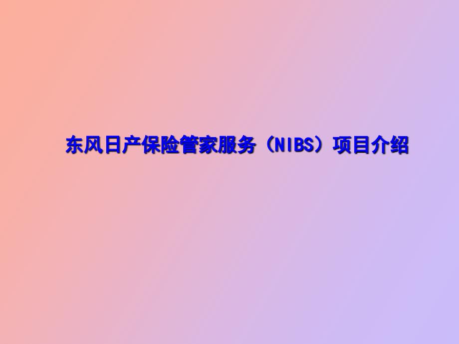 东风日产保险管家服务NIBS项目介绍_第1页