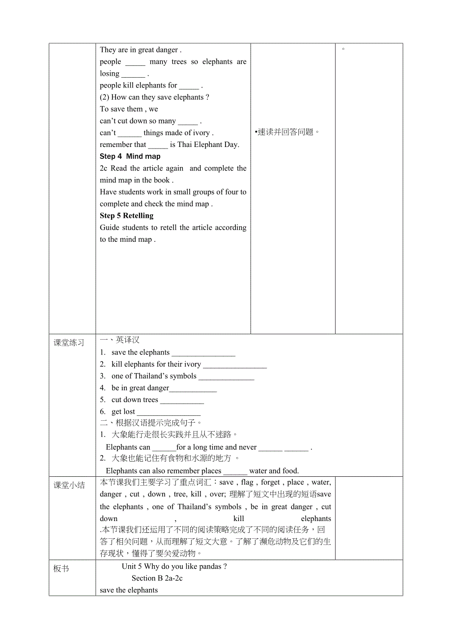 Unit 5 Why do you like pandads Section B Period IV2a-2c 单元整体教学设计_第3页