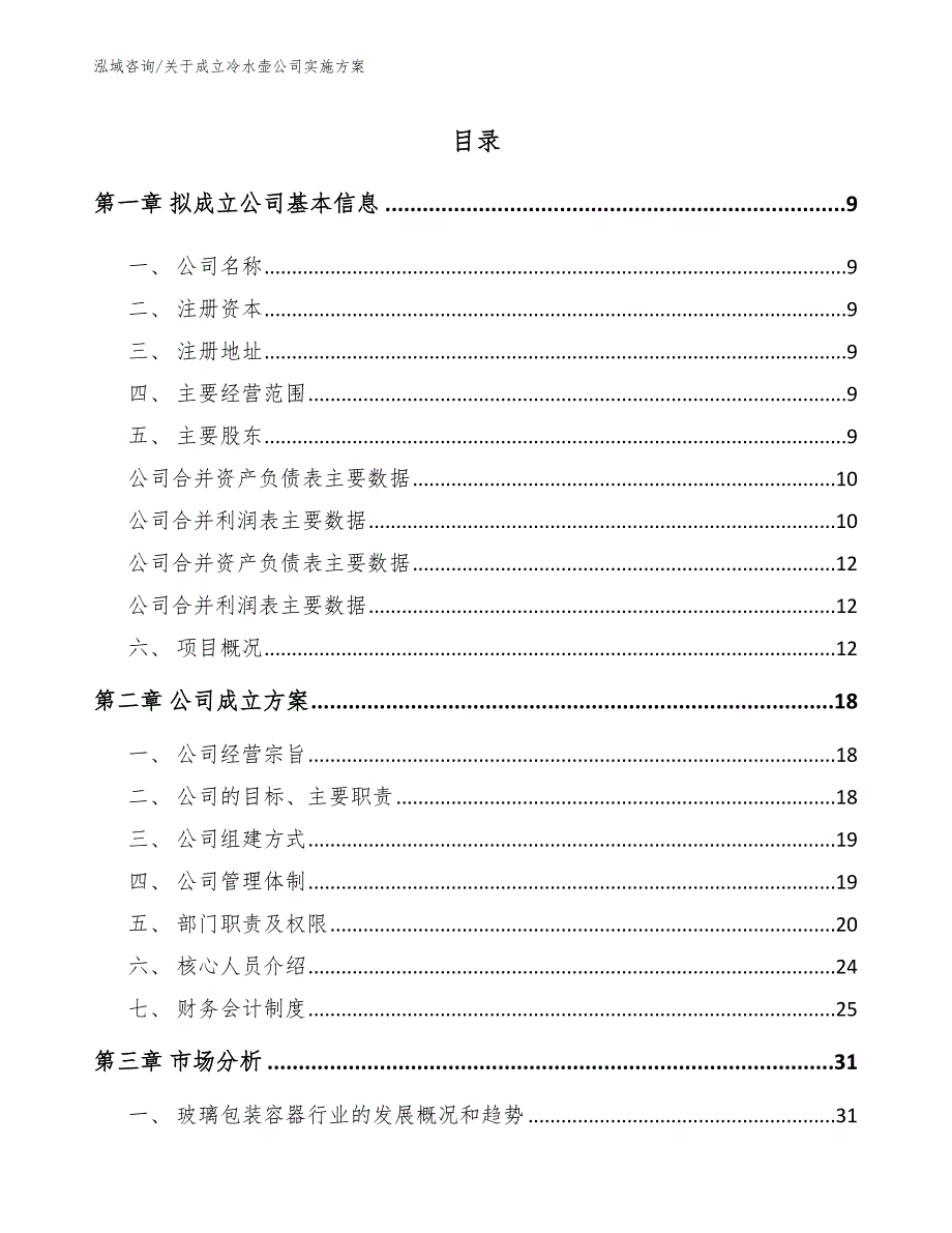 关于成立冷水壶公司实施方案范文模板_第2页