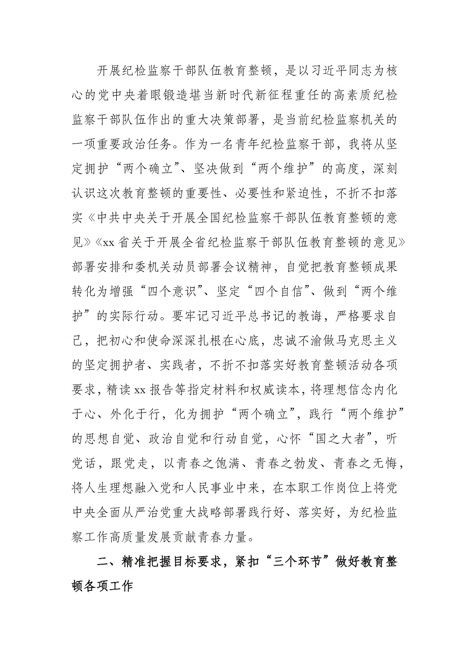 2023年青年纪检监察干部在青年理论小组纪检监察干部队伍教育整顿研讨会上的发言提纲_第2页