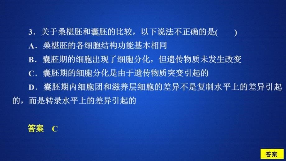 2020生物同步导学人教选修三课件：专题3　胚胎工程水平测试_第5页